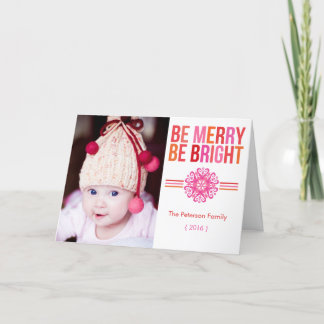 BE MERRY BE BRIGHT Folded Christmas Holiday Card