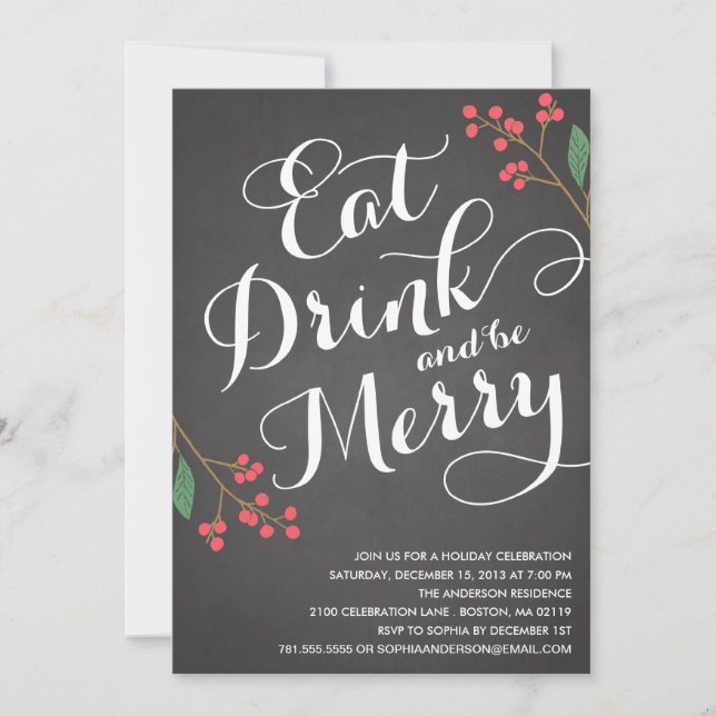 BE MERRY BERRIES | HOLIDAY PARTY INVITATION (Front)
