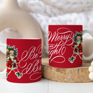 Be Merry & Bright Vintage Santa Christmas Holiday Coffee Mug