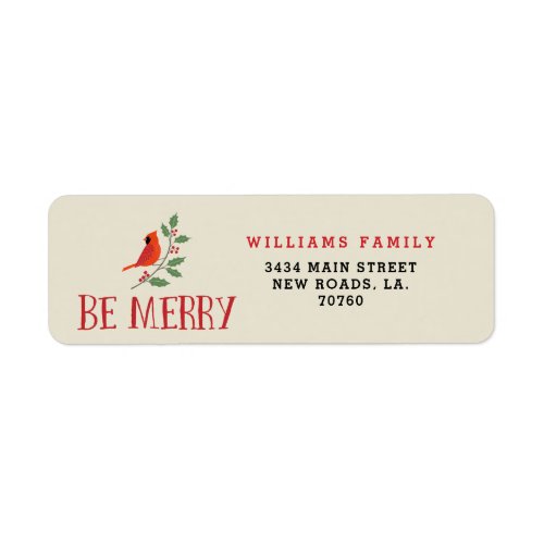Be Merry Cardinal Christmas Label