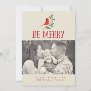 Be Merry Cardinal Christmas Photo Cards