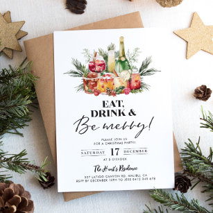 Be Merry Christmas Drinks Party Invitation