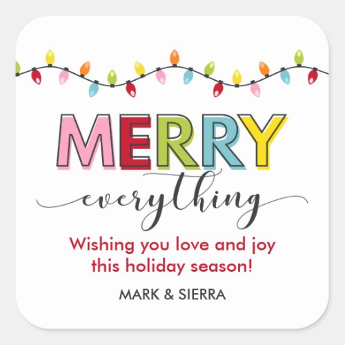 Be Merry Christmas Gift Tag Colorful Fun Modern