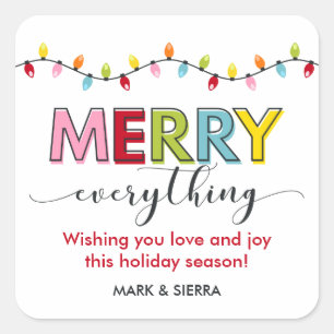 Be Merry Christmas Gift Tag Colorful Fun Modern
