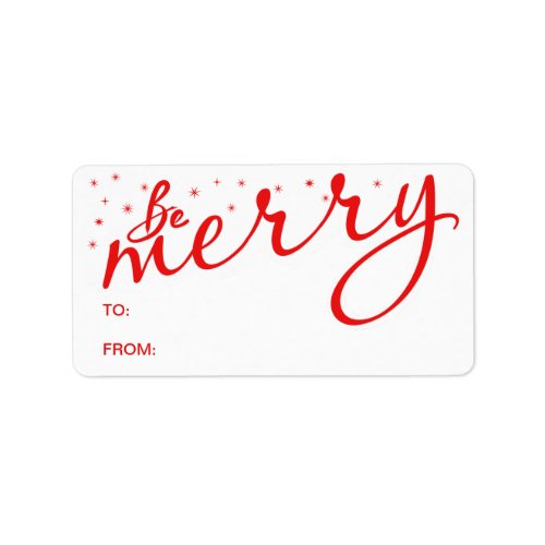 Be Merry Christmas Handwritten Gift Tag Labels