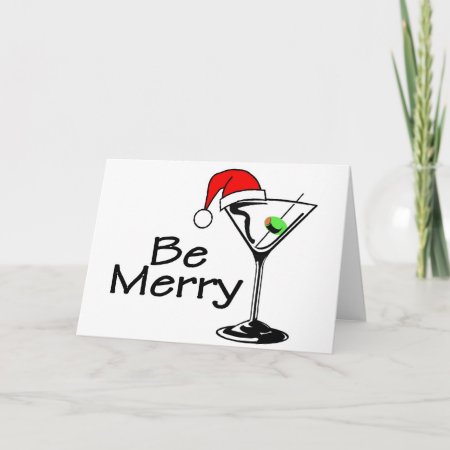 Be Merry Christmas Martini Holiday Card