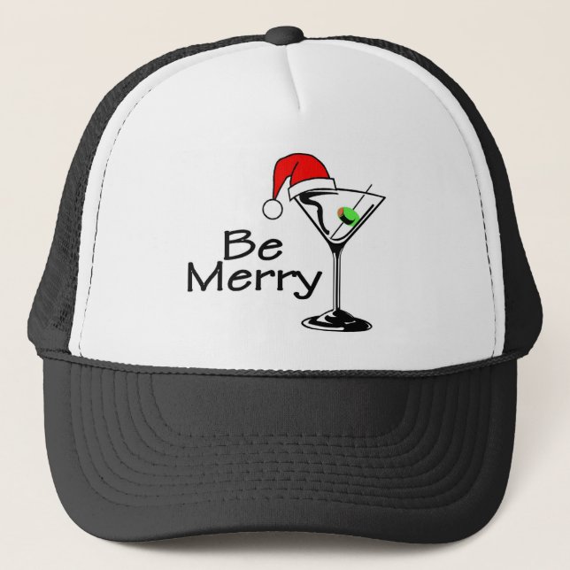 Be Merry Christmas Martini Trucker Hat (Front)