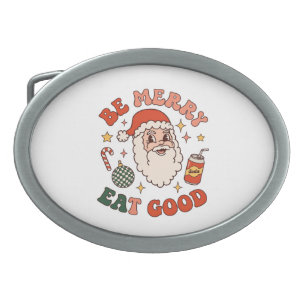 Be Merry Eat Good Christmas Santa Soda Candy Cane Belt Buckle