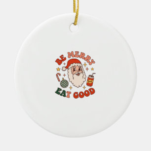 Be Merry Eat Good Christmas Santa Soda Candy Cane Ceramic Ornament