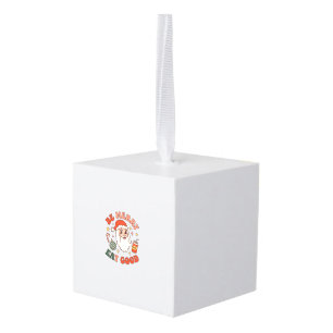 Be Merry Eat Good Christmas Santa Soda Candy Cane Cube Ornament