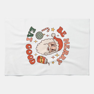 Be Merry Eat Good Christmas Santa Soda Candy Cane Kitchen Towel