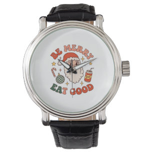Be Merry Eat Good Christmas Santa Soda Candy Cane Watch