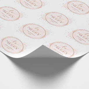 Be Merry Faux Rose Gold and Blush Christmas Wrapping Paper