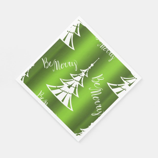 Be Merry Green Christmas Napkins (Corner)