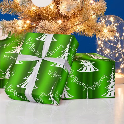 Be Merry Green Christmas Wrapping Paper