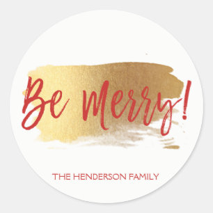 Be Merry Hand Lettered Script Christmas Classic Round Sticker