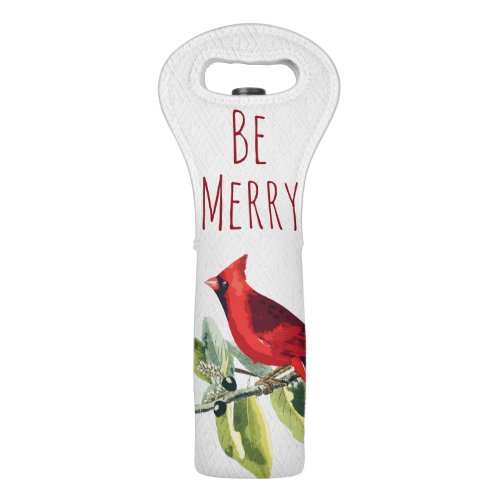 Be Merry Holiday Cardinal Wine Bag