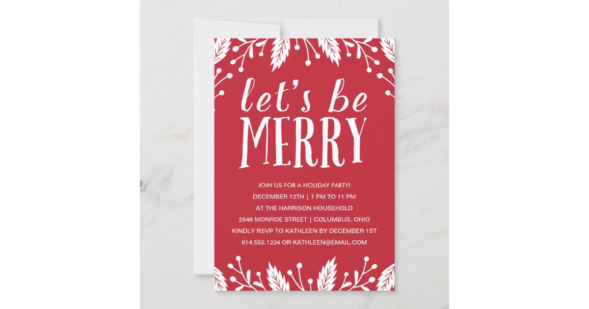 Be Merry | Holiday Party Invitation | Zazzle