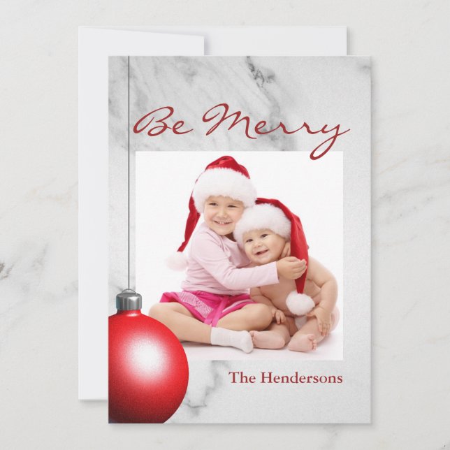 Be Merry Marble Holiday Card (Front)