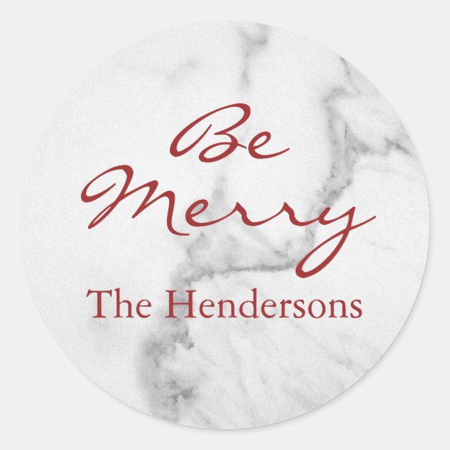 Be Merry Marble Holiday Sticker (Front)