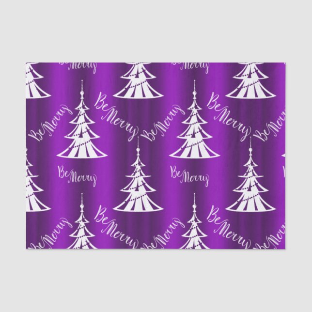 Be Merry Purple Christmas Tissue Paper (Front)