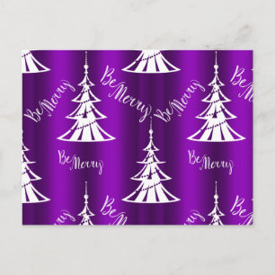 Be Merry Purple Christmas Trees Postcard
