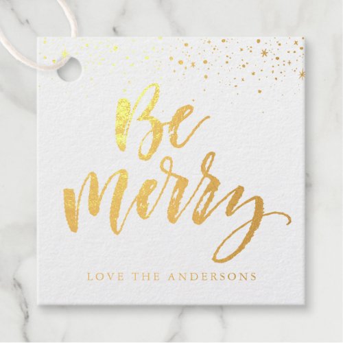 Be Merry  Real Gold Foil Favor Tags