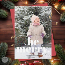 Be Merry Retro Christmas Simple Typography Photo