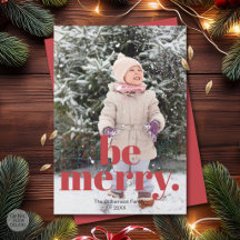 Be Merry Retro Christmas Simple Typography Photo