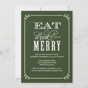 BE MERRY VINTAGE   HOLIDAY PARTY INVITATION