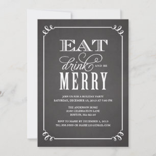 BE MERRY VINTAGE HOLIDAY PARTY INVITATION