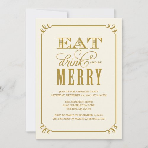 BE MERRY VINTAGE  HOLIDAY PARTY INVITATION