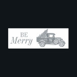 Be Merry | Vintage Truck & Christmas Tree Monogram Self-inking Stamp<br><div class="desc">Celebrate the magical and festive holiday season with our custom holiday self inking stamps. Our vintage holiday design features our rustic hand-drawn etched style vintage pickup truck carrying a Christmas tree in the back. Personalized with family monogram initial. All artwork contained in this rustic vintage style pickup truck Christmas tree...</div>