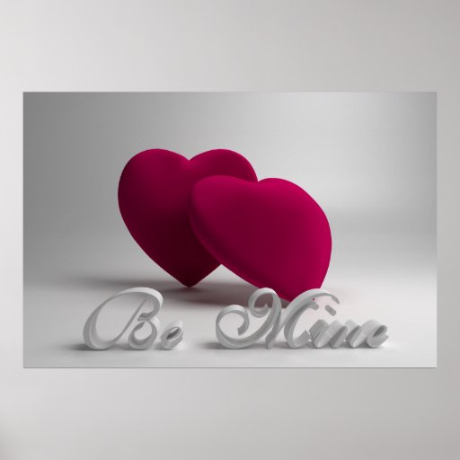 Be Mine 3D Hearts Valentine Poster