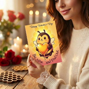 Be mine... and Find out Cute Bee Valentine's Day Holiday Card