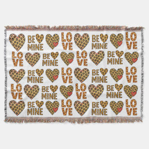 Be Mine Be My Valentine Cheetah Print Throw Blanket