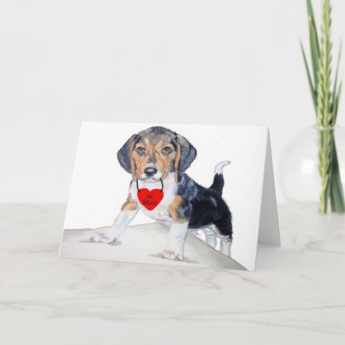 Be MIne Beagle Valentine Greeting Card