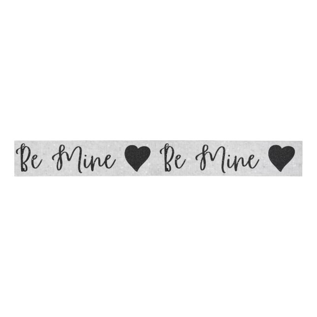 Be Mine Black Glitter Valentine's Grosgrain Ribbon (Front)