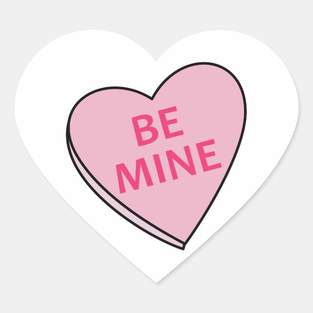BE MINE CANDY HEART HEART STICKER (Front)