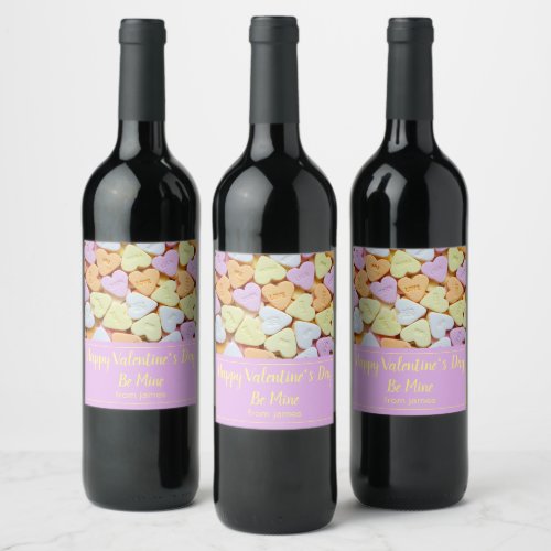 Be Mine Candy Hearts Valentine Wine Label