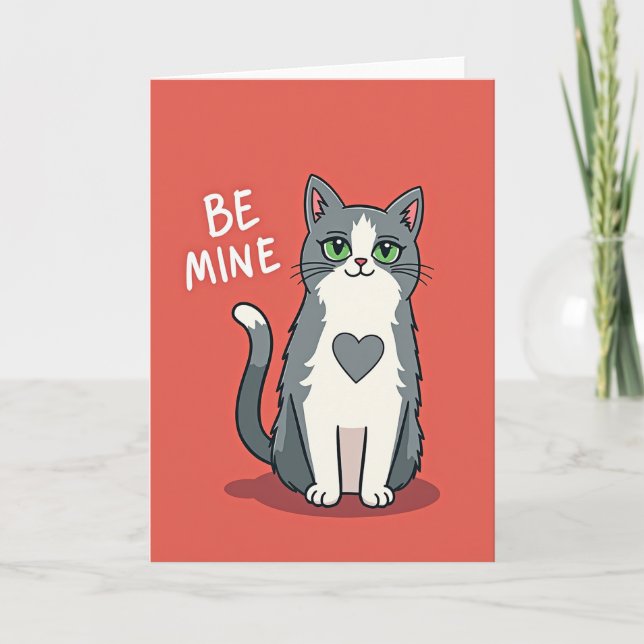 Be Mine Cat Valentines Card (Front)