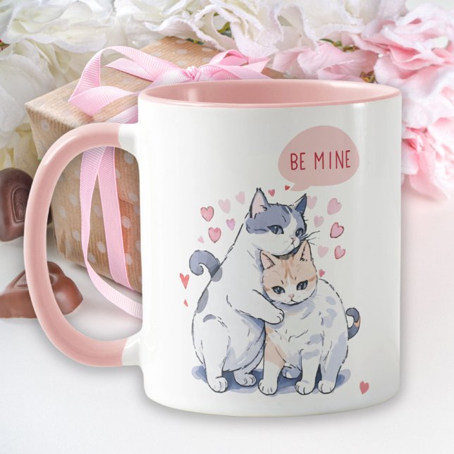 Be Mine Charming Cats Love Confession Valentine's  Mug (Be Mine Charming Cats Love Confession Valentine's Mug)