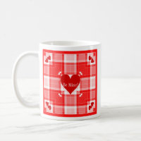 Be Mine! Cups, Mugs, Red Heart Plaid Coffee Mug