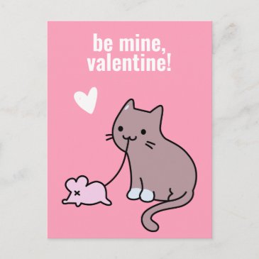 Be mine! Cute Cat Classroom Valentine Postcard
