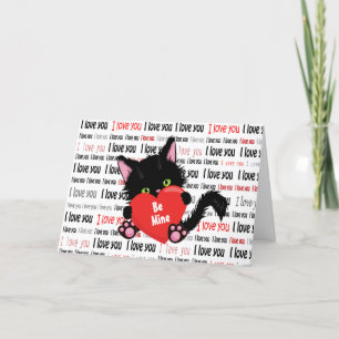 Be Mine Cute Cat I Love You Valentine's Day Holiday Card