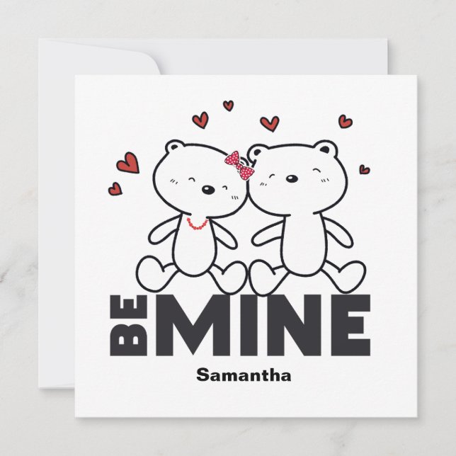 BE MINE - Cute Personalized Modern Valentine's Day Holiday Card (Front)