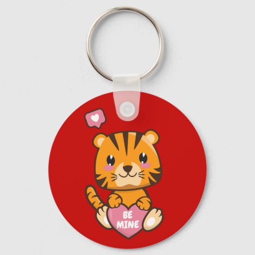 Be Mine Cute Valentines Day Tiger Keychain