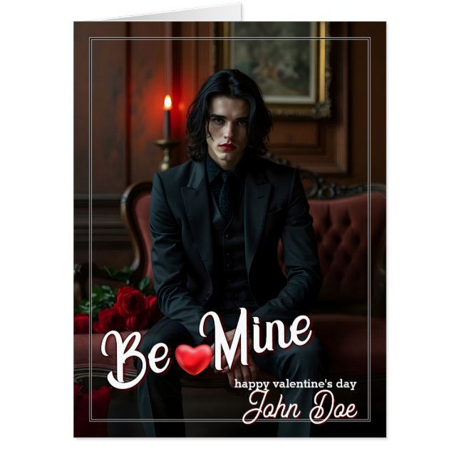 Be Mine – Dark Romantic Valentine Portrait Art Card (Front)