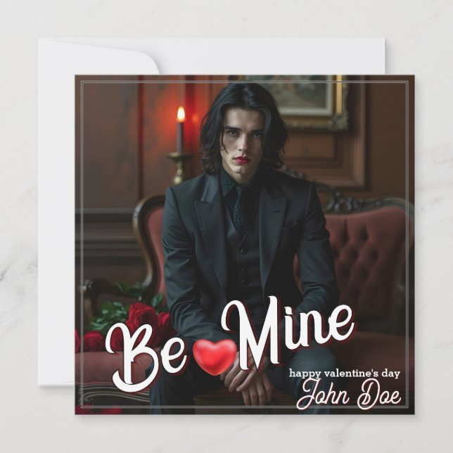 Be Mine – Dark Romantic Valentine Portrait Art Note Card (Front)