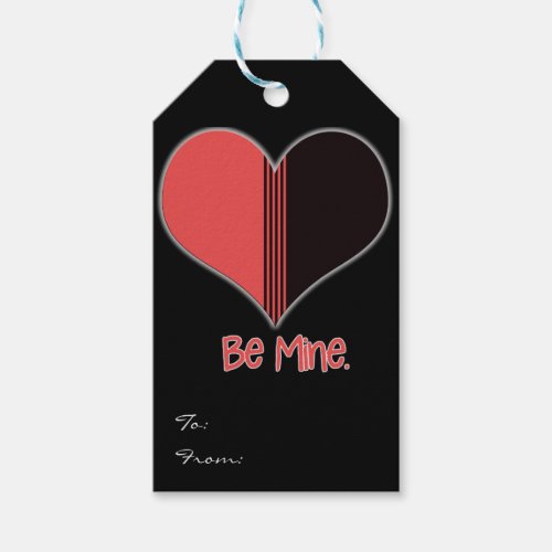 Be Mine Duo_Tone Red Black White Heart Gift Tags